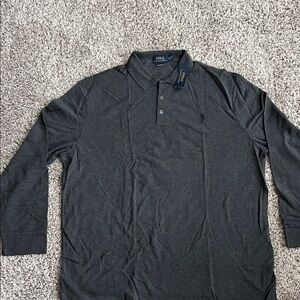 Polo by Ralph Lauren Men's Charcoal Long Sleeve Polo